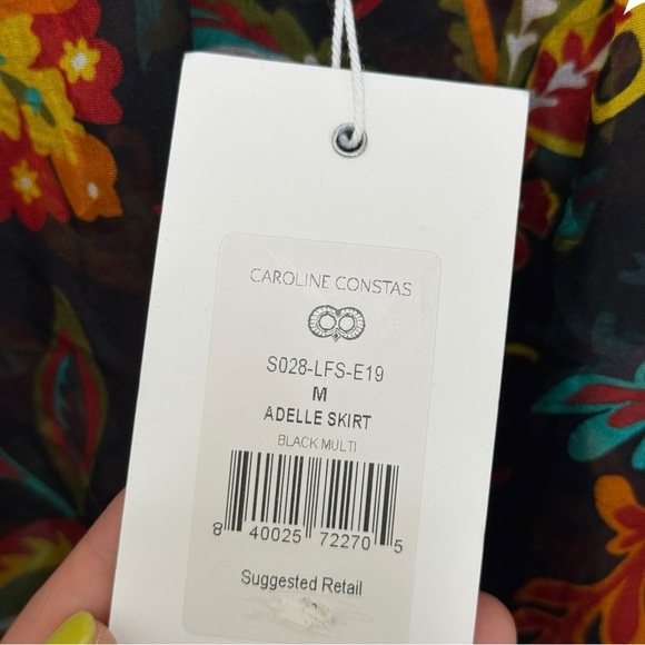 NWT CAROLINE CONSTAS Adelle Silk Asymmetric Floral Maxi Skirt Size Medium Black - Picture 10 of 10